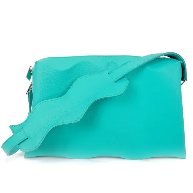 【ISSEY MIYAKE 三宅一生】PLEATS PLEASE 甲殼WAVE立體波浪側肩背包(湖水綠)