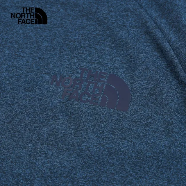 【The North Face 官方旗艦】北面男款藍色吸濕排汗防曬休閒短袖T恤｜7QOSHKW