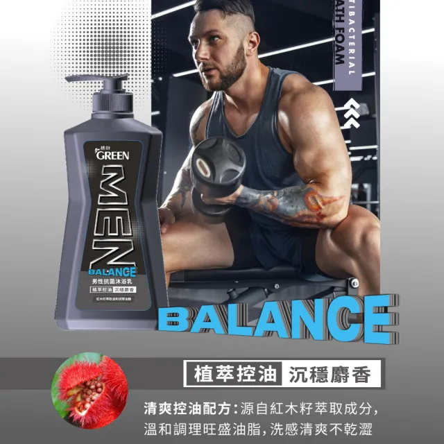 【Green 綠的】男性抗菌沐浴乳650ml_植萃控油率性麝香/沉穩麝香/極限草本