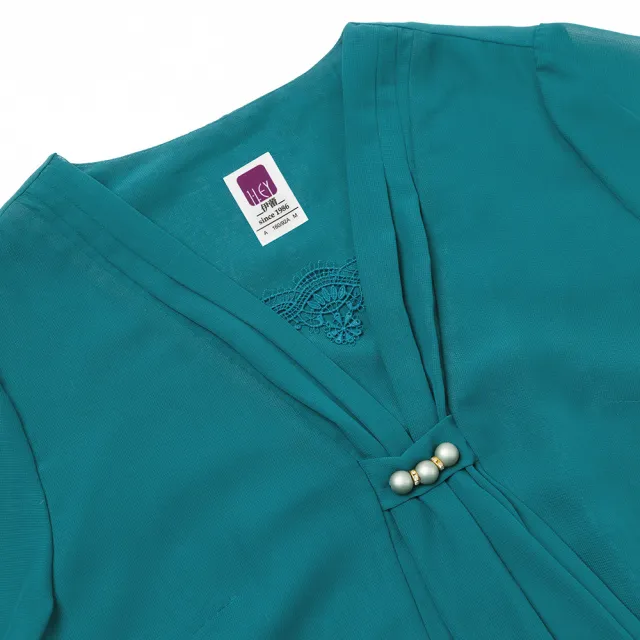 【ILEY 伊蕾】荷葉領巾造型雪紡上衣(綠色；M-2L；1232061148)