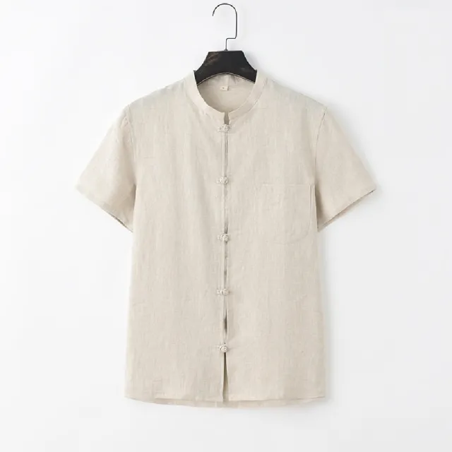 【巴黎精品】現貨+預購 新中式 唐裝漢服上衣(中國風立領輕薄短袖亞麻男上衣6色a1bx72)