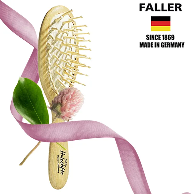【FALLER 芙樂】德國製FSC橢圓圓珠櫸木氣墊好按摩木齒梳(氣墊按摩梳/梳頭按摩美容/雙11)