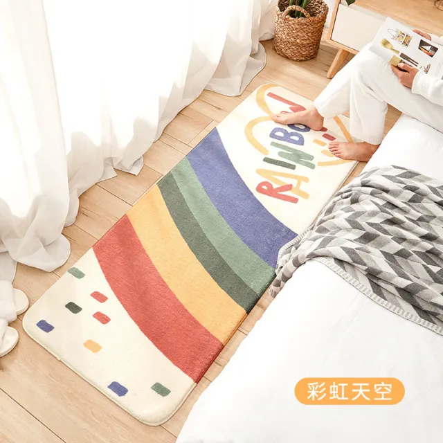 【ANTIAN】2入組 羊羔絨臥室床長條地墊 客廳房間榻榻米地毯 毛絨毯 沙發腳墊 40*120cm
