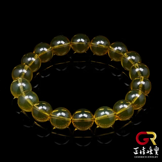 【正佳珠寶】琥珀藍珀 金藍超淨水 10mm 藍珀手珠｜日本彈力繩(頂級藍珀全淨體 金藍色琥珀珠)