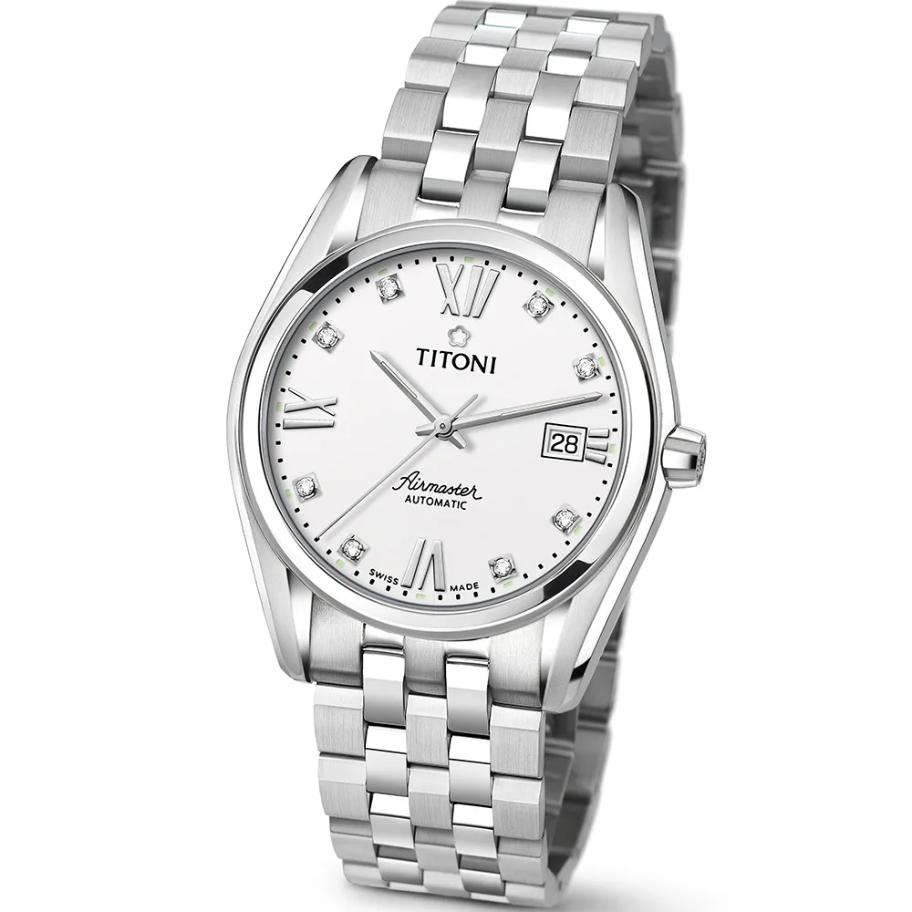 【TITONI 瑞士梅花錶】Airmaster 空中霸王系列-白色錶盤不鏽鋼錶帶/38.5mm(83909 S-063)