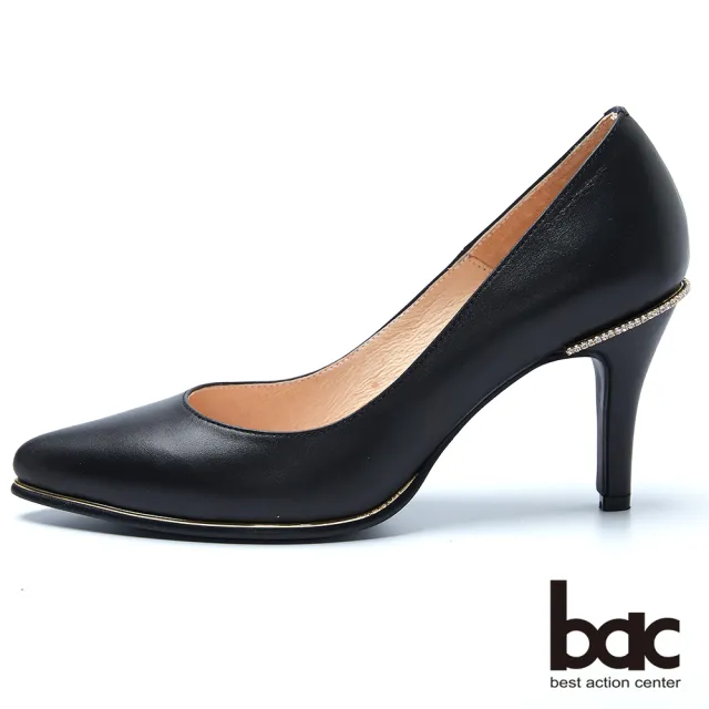 【bac】時尚品味 魅力迷人水鑽鞋跟高跟鞋(黑色)