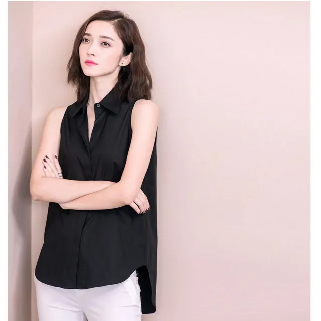 【BRIGA SILK B713】BRIGA SILK B713專櫃設計師桑蠶絲氣質翻領百搭顯瘦無袖襯衫(SILK B713)
