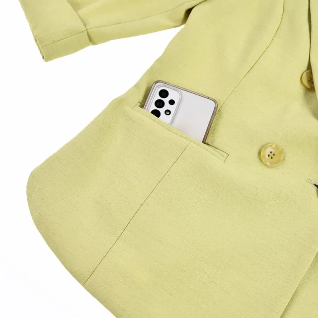 【ILEY 伊蕾】都會氣質雙排釦西裝外套(淺綠色；M-XL；1221164702)