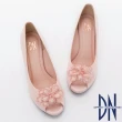【DN】氣質名媛 水鑽花朵拼接金蔥魚口跟鞋(粉)