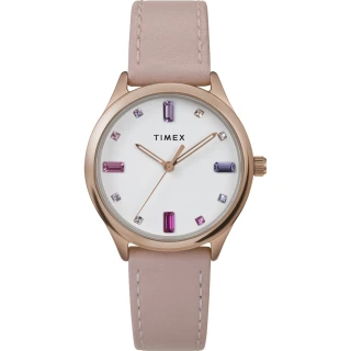 【TIMEX】天美時 復刻系列 32毫米彩色水晶仕女手錶 裸粉 TXTW2V76400