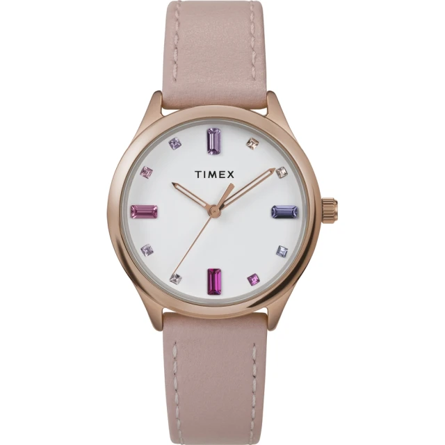 TIMEX 天美時 復刻系列 32毫米彩色水晶仕女手錶 裸粉 TXTW2V76400