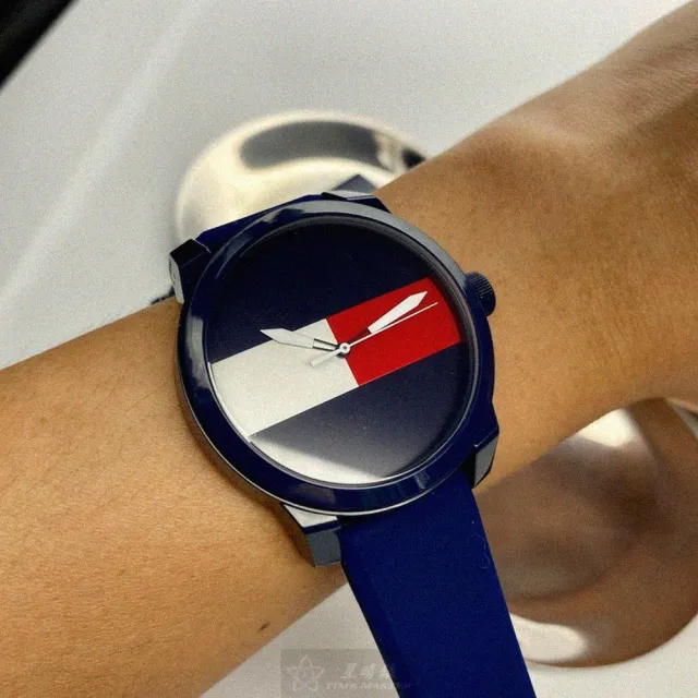 【Tommy Hilfiger】TommyHilfiger手錶型號TH00035(寶藍色錶面寶藍錶殼寶藍矽膠錶帶款)