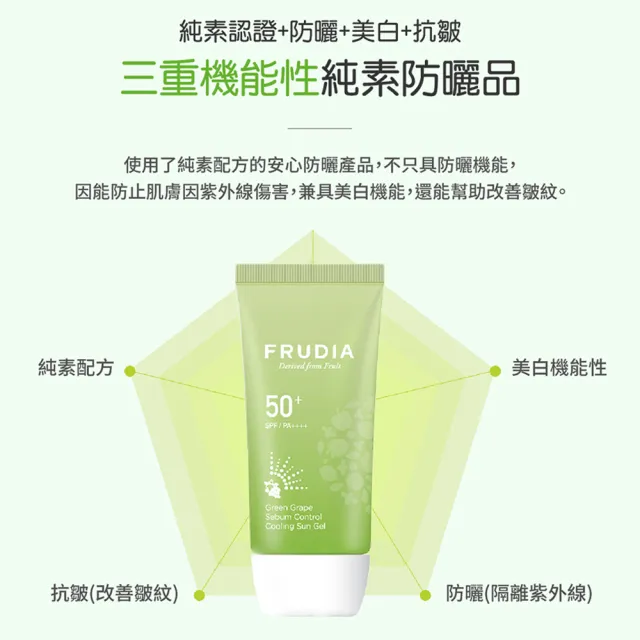 【FRUDIA】青葡萄清爽控油防曬乳50g(控油防曬．不黏膩首選)