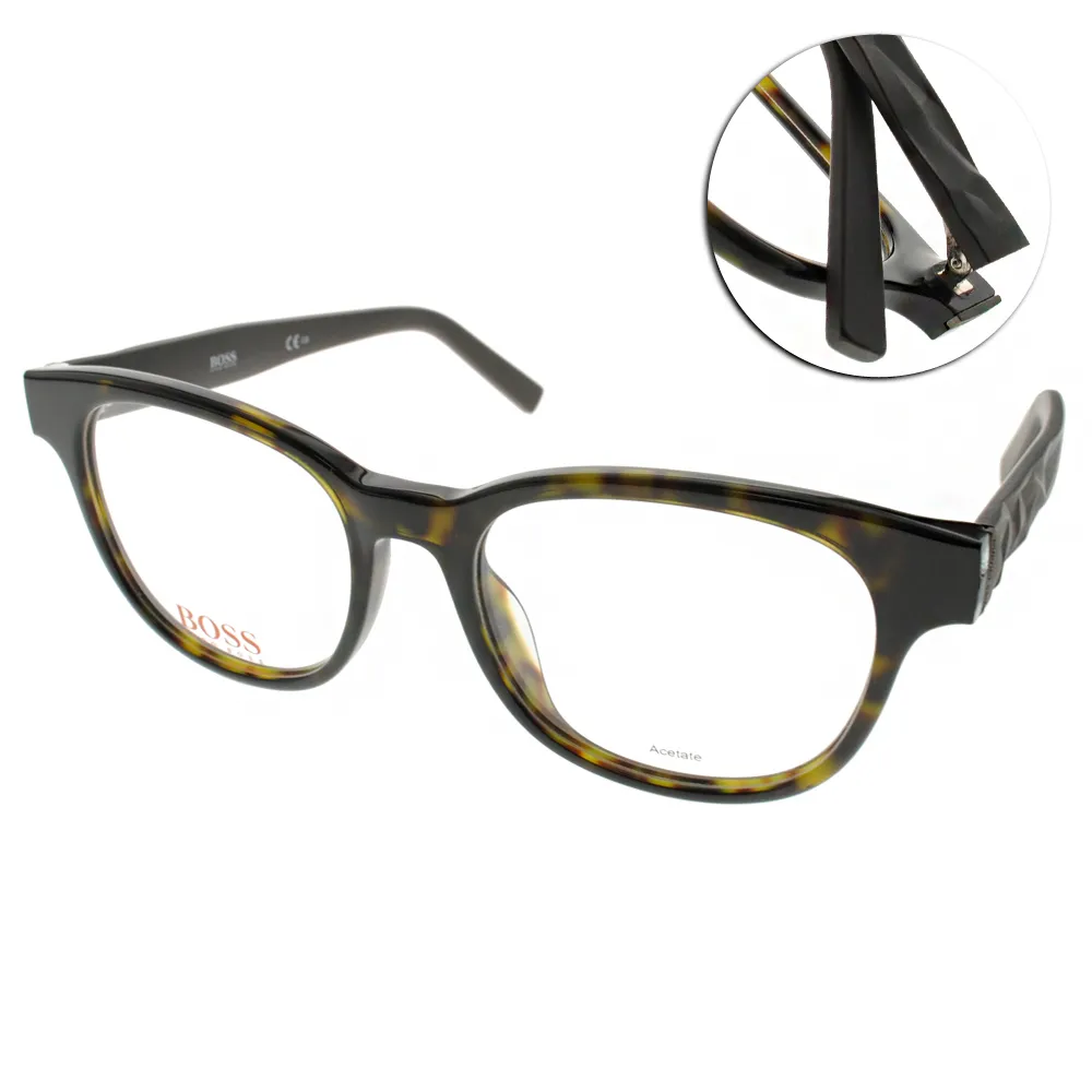 【HUGO BOSS】名品時尚經典眼鏡(琥珀-灰#BR0239F LEG)