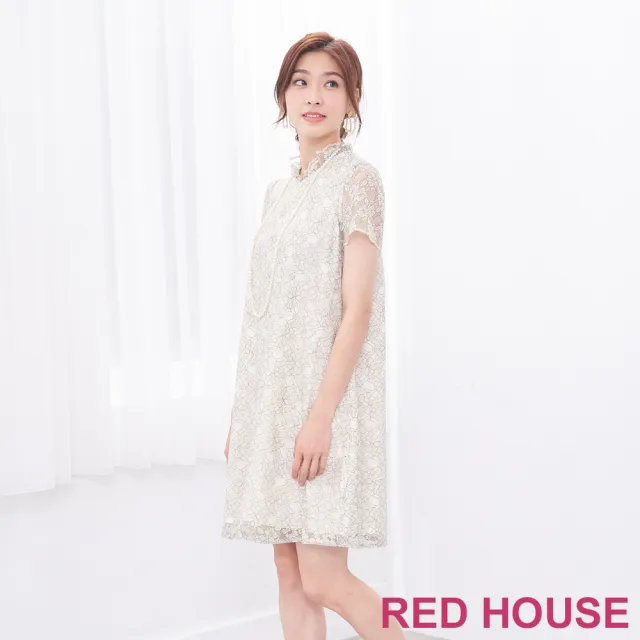 【RED HOUSE 蕾赫斯】典雅傘狀蕾絲洋裝(淺綠色)