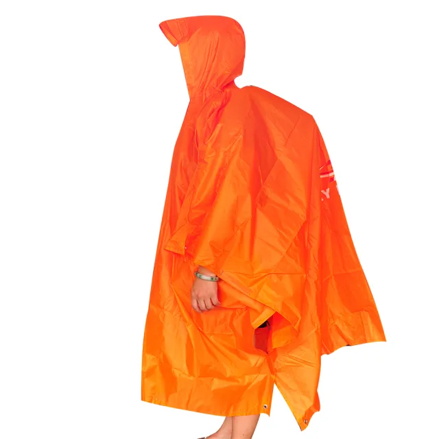 【COMPSOR】三用斗篷登山雨衣/戶外防水外帳/帳篷底布地墊(藍)