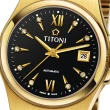 【TITONI 瑞士梅花錶】Impetus 動力系列-黑色錶盤金色鍊帶錶帶/27mm(23730 G-515)