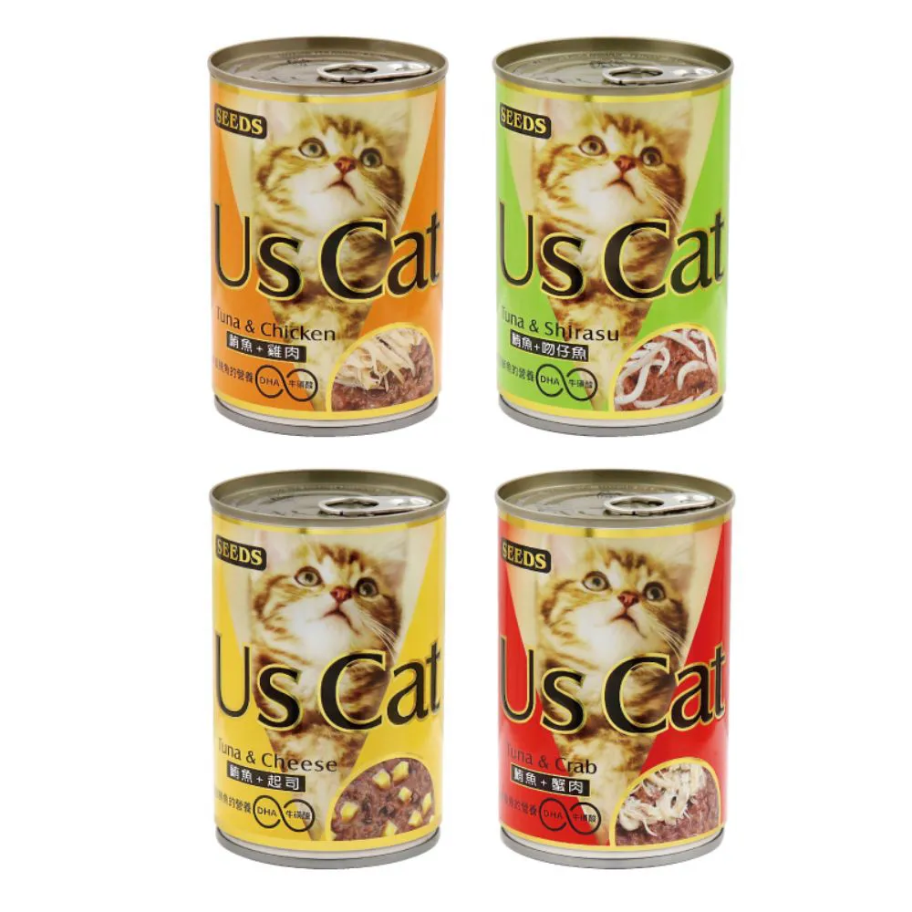 【Seeds 聖萊西】Us Cat 愛貓機能餐罐 400g*12罐組(貓罐 副食 腸胃消化 眼睛保健 化毛)