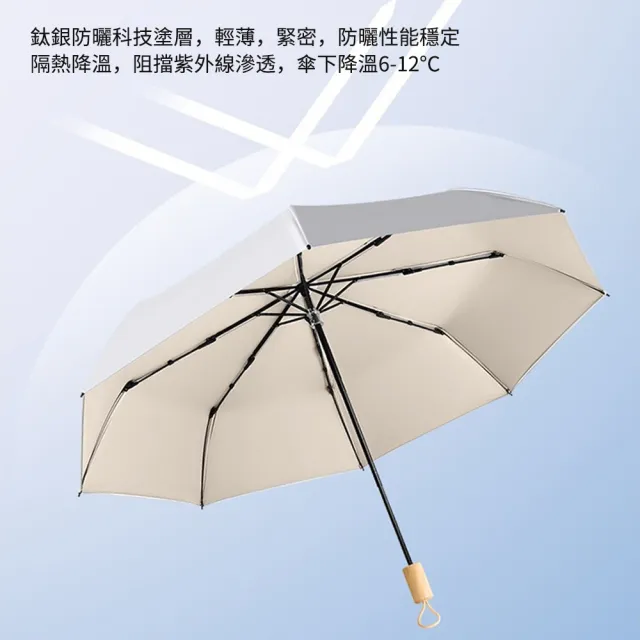 【Mass】UPF50+鈦銀膠防曬晴雨傘 三折便攜抗UV摺疊傘(極度抗曬/體感降溫/8骨防風)