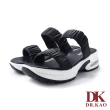 【DK 高博士】一字抓皺寬帶厚底涼鞋 65-3011-90 黑色