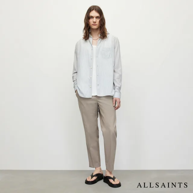 【ALLSAINTS】FORMENTERA 輕薄棉質混紡微透淺色條紋長袖襯衫 MS144Y(舒適版型)