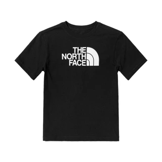 【The North Face 官方旗艦】北面兒童黑色純棉胸前大品牌印花短袖T恤｜82T8KY4