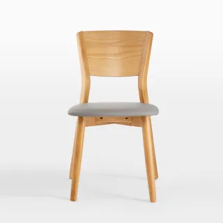 【hoi! 好好生活】林氏木業現代簡約實木原木色皮座墊餐椅 LS003S5-C-兩入