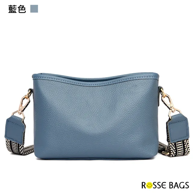 【Rosse Bags】簡約真皮荔枝紋軟面小肩包(現+預  黑色／藍色／灰色／棕色)