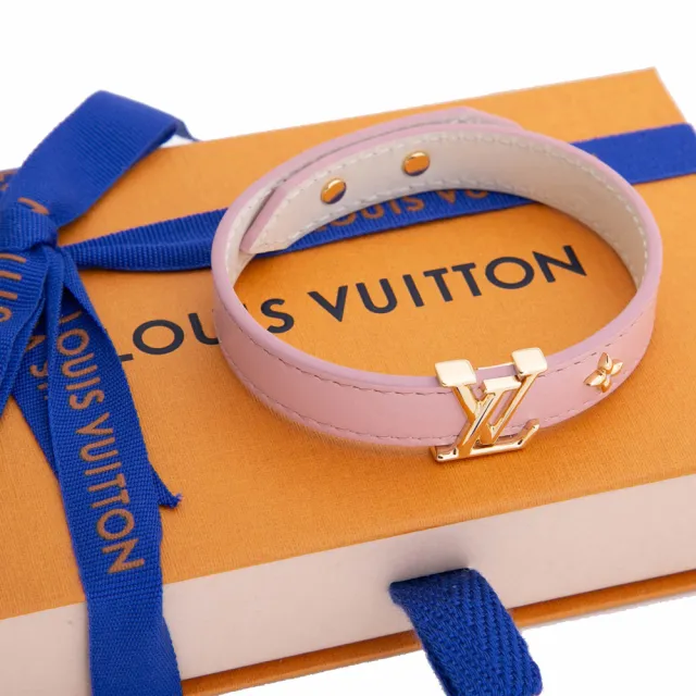 【Louis Vuitton 路易威登】Iconic 皮質手環19cm(粉紅)