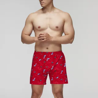 【Mr. DADADO】與鯨共遊 M-3L印花四角男內褲 天然絲光棉-吸濕排汗-GHQ329RS(紅)