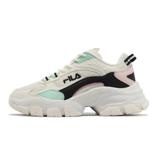 【FILA】休閒鞋 Filament 女鞋 白 薄荷綠 復古 厚底 增高 老爹鞋 斐樂(5J934X116)