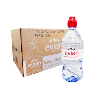 福利品/即期品【Evian 依雲】法國Evian天然礦泉水750mlx12入/箱(效期：2024/11/10)