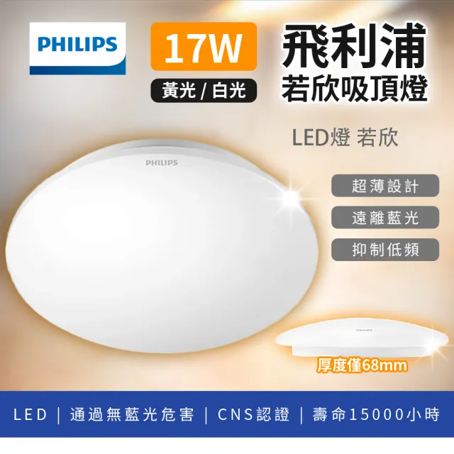 【Philips 飛利浦照明】17w 若欣 LED吸頂燈 浴室吸頂燈 陽台燈 適用1-2坪(1入組)