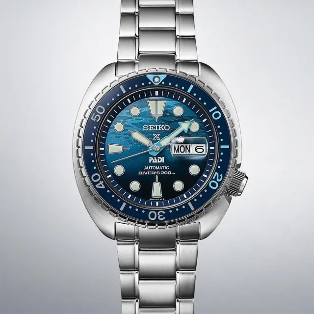 【SEIKO 精工】Prospex PADI陶瓷圈海龜王潛水機械錶-藍x銀/45mm(SRPK01K1/4R36-06Z0F)