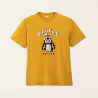 【Roots】Roots男裝-動物派對系列 绒布動物純棉短袖T恤(金黃色)