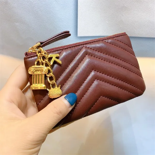 【巴黎精品】現貨+預購 真牛皮零錢包真皮錢包短夾隨身手拿包女包包(簡約純色繡線超薄卡片夾a1bh39)