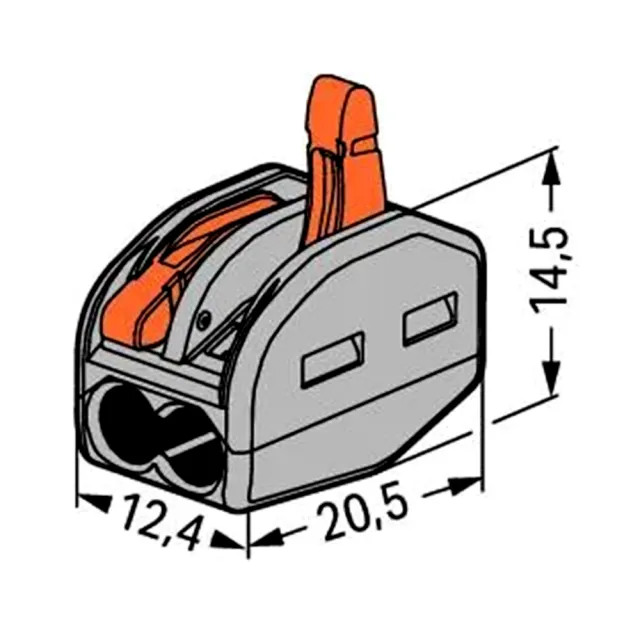 【WAGO 旺科】222-412 德國接線端子 50入盒裝 2孔撥桿式(快速接頭/電線連接器/快速配線/燈具接線夾/佈線)