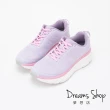 【DREAMS SHOP】輕量減壓飛織綁帶彈力休閒健走鞋 紫色(運動鞋 慢跑鞋)