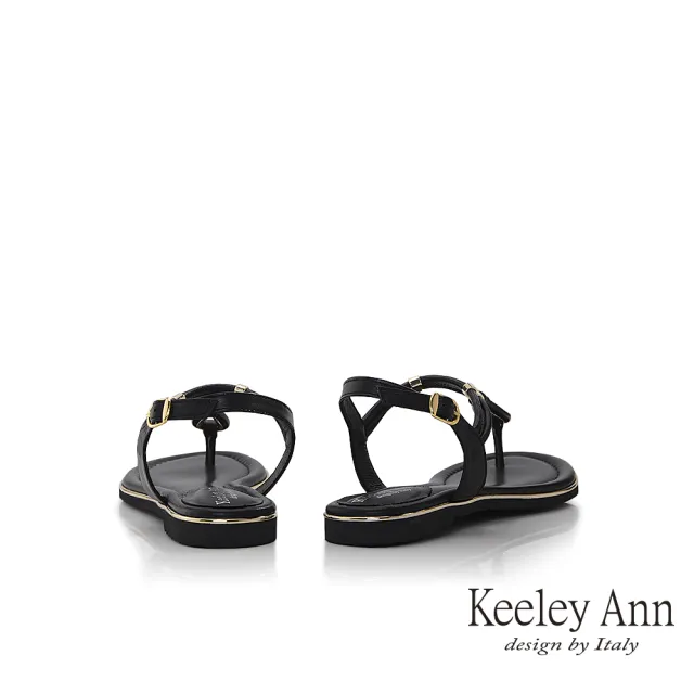 【Keeley Ann】條帶金屬釦夾腳涼鞋(黑色332008110)