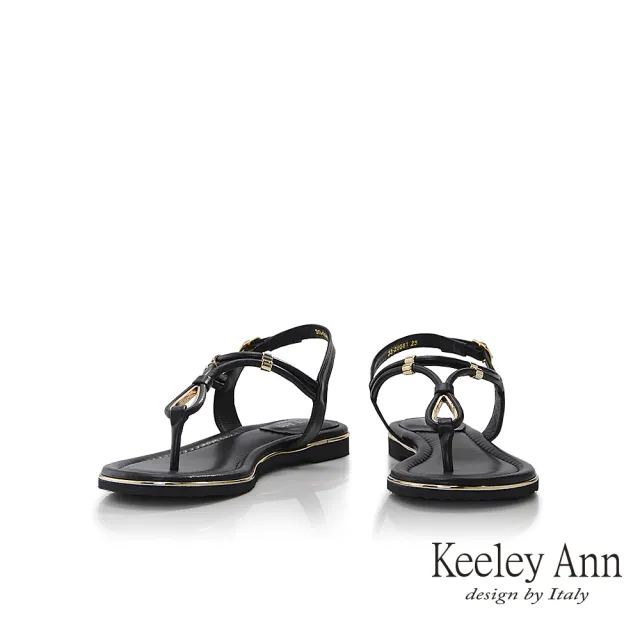 【Keeley Ann】條帶金屬釦夾腳涼鞋(黑色332008110)
