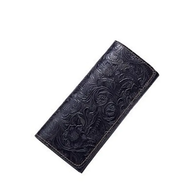 【米蘭精品】現貨+預購 真牛皮長夾真皮錢包短夾手拿包女包包(精美復古花紋流行女皮夾4色73lp44)