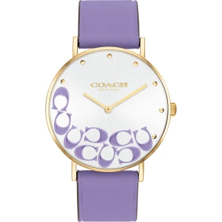 【COACH】Perry 優雅紫 CC皮帶女錶 母親節禮物(CO14504134)