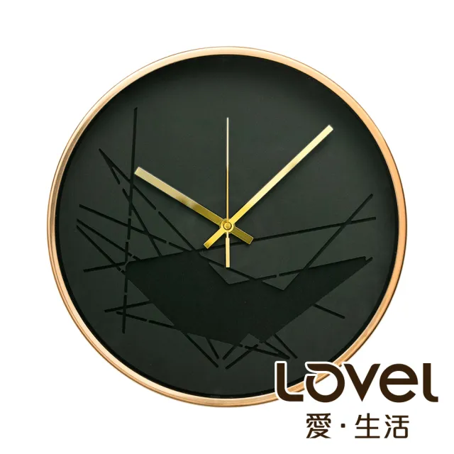 【WUZ 屋子】LOVEL 30cm 3D立體古銅金框靜音時鐘-幾何裂紋黑(M721RY-BB)