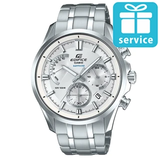 【CASIO】EDIFICE 復古經典混搭風紳士腕錶-白(EFB-550D-7A)