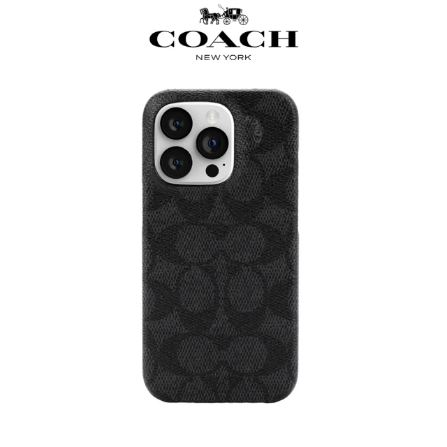 【COACH】iPhone 14 Plus 精品手機殼 灰色經典大C(保護殼/手機套)