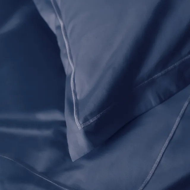 【皇室羽毛工房】300T精梳棉素色床包被套枕套四件式床組-海軍深藍(加大)