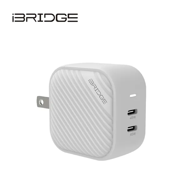【iBRIDGE】45W GaN氮化鎵 USB-C 雙孔PD快速充電器