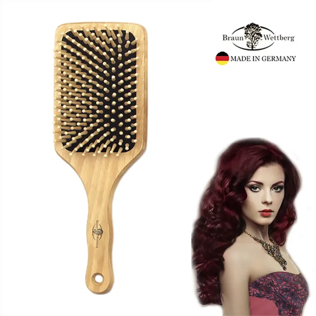 【BRAUN WETTBURG 珀薇】德國製 好好握方形圓珠大木齒氣墊梳(氣墊梳/梳頭按摩美容/雙11)