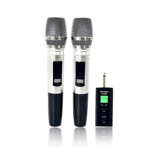 Dennys WM-H100 推薦Dennys UHF雙麥克風1對2 WM-H100,採用UHF技術傳輸距離遠,支援自行更改頻率,內建高容量鋰電池,適合戶外使用,提供穩定無線音訊傳輸體驗。