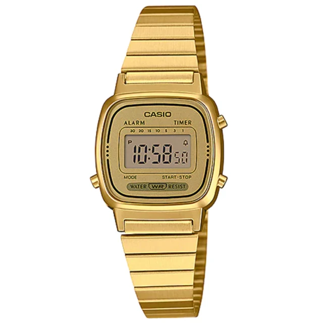 CASIO 金色復古時尚錶(LA-670WGA-9)